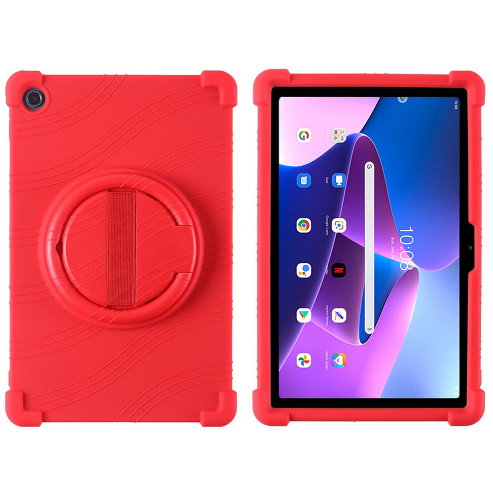 For Lenovo Tab M10 Plus (3rd Gen) / Xiaoxin Pad 2022 10.6 inch 125FU / 128FU Silicone Protective Cover Rotary Hand Grip Kickstand Shockproof Tablet Case