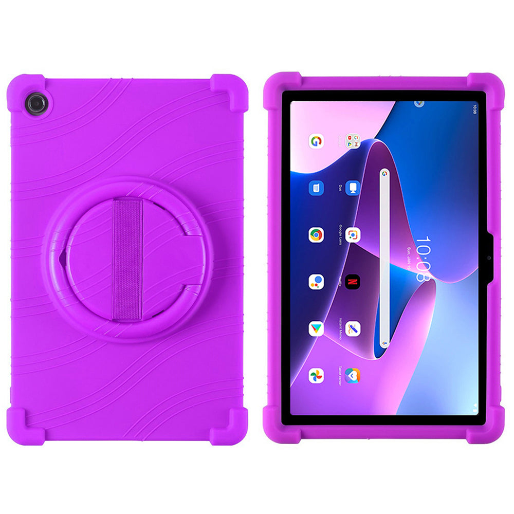 For Lenovo Tab M10 Plus (3rd Gen) / Xiaoxin Pad 2022 10.6 inch 125FU / 128FU Silicone Protective Cover Rotary Hand Grip Kickstand Shockproof Tablet Case