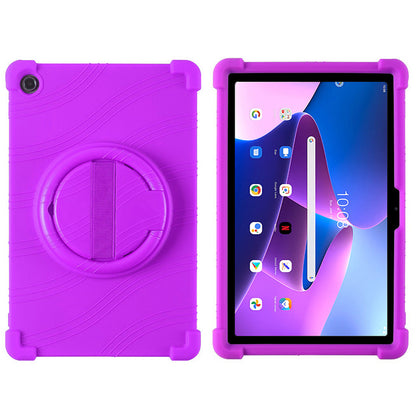 For Lenovo Tab M10 Plus (3rd Gen) / Xiaoxin Pad 2022 10.6 inch 125FU / 128FU Silicone Protective Cover Rotary Hand Grip Kickstand Shockproof Tablet Case