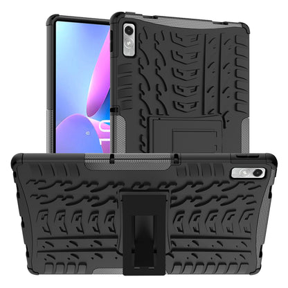 For Lenovo Tab P11 Gen 2 Anti-drop Tablet Case Tire Texture Kickstand Soft TPU Hard PC Protective Tablet Cover