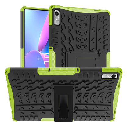 For Lenovo Tab P11 Gen 2 Anti-drop Tablet Case Tire Texture Kickstand Soft TPU Hard PC Protective Tablet Cover