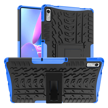 For Lenovo Tab P11 Gen 2 Anti-drop Tablet Case Tire Texture Kickstand Soft TPU Hard PC Protective Tablet Cover