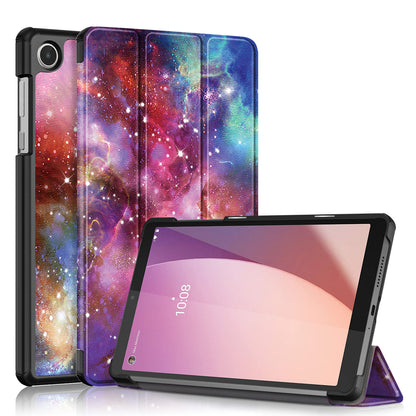 Pattern Printing Tablet Case for Lenovo Tab M8 Gen 4 TB-300FU Tri-fold Stand Tablet PU Leather Cover