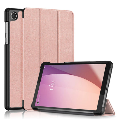 Tablet Case for Lenovo Tab M8 Gen 4 TB-300FU Tri-fold Stand Solid Color PU Leather Tablet Cover