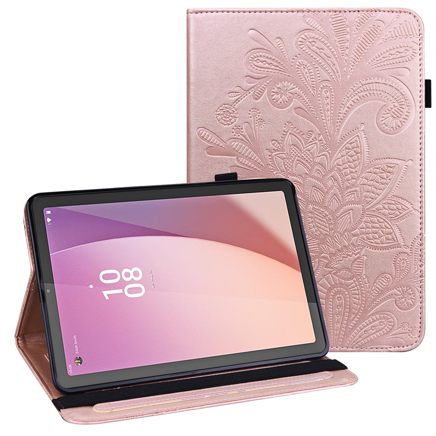 For Lenovo Tab M9 Flower Imprinting Tablet Cover PU Leather Stand Wallet Protective Case