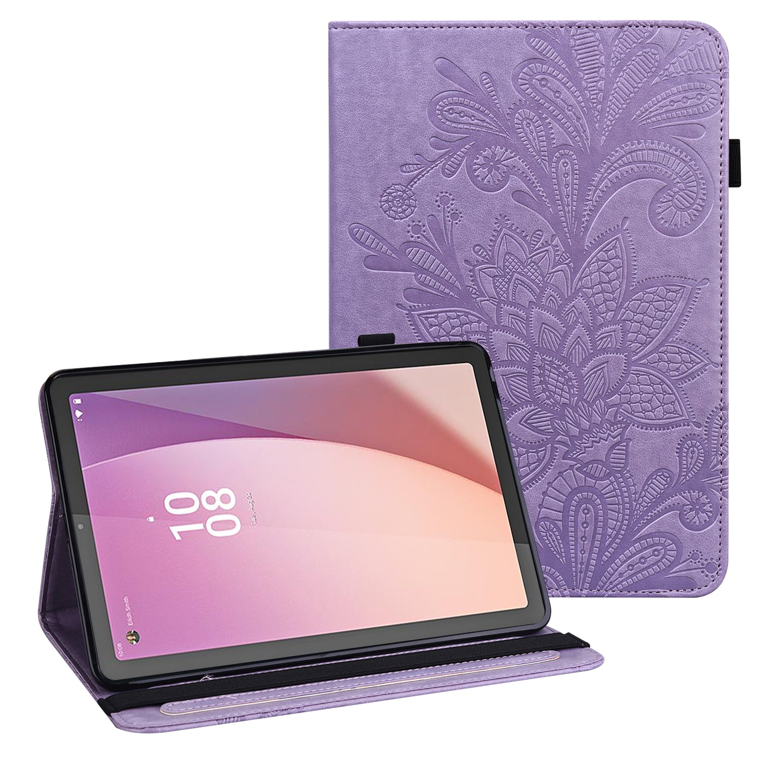 For Lenovo Tab M9 Flower Imprinting Tablet Cover PU Leather Stand Wallet Protective Case