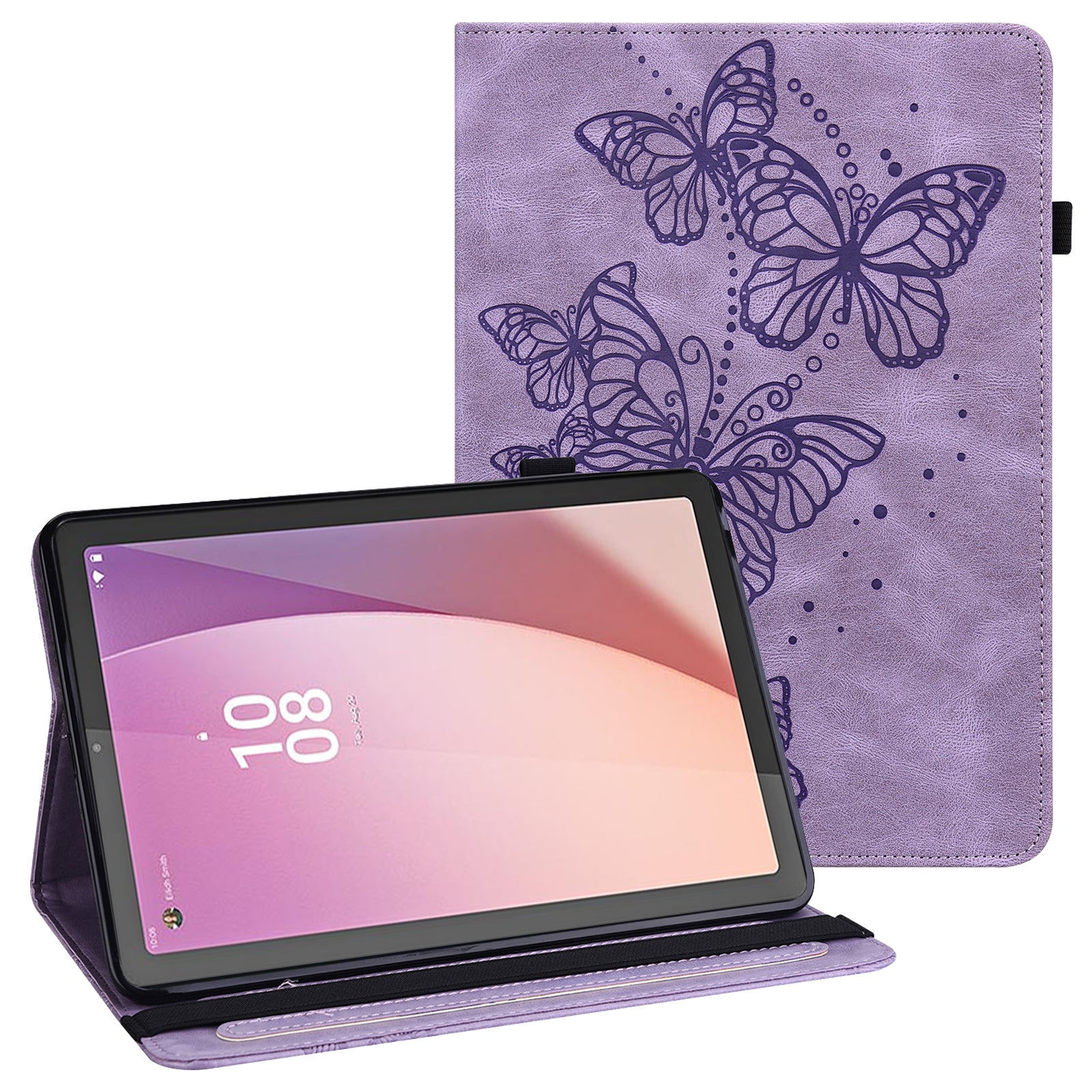 For Lenovo Tab M9 PU Leather Butterfly Imprinted Tablet Stand Cover Card Holder Shockproof Case