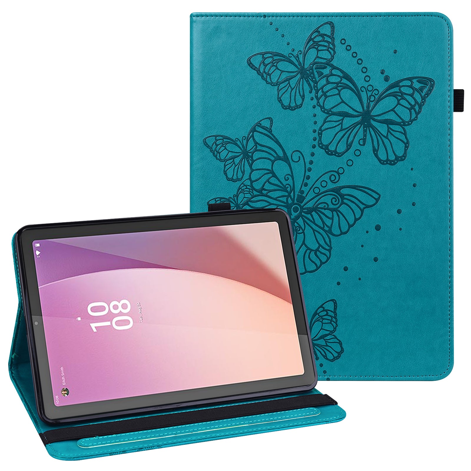 For Lenovo Tab M9 PU Leather Butterfly Imprinted Tablet Stand Cover Card Holder Shockproof Case