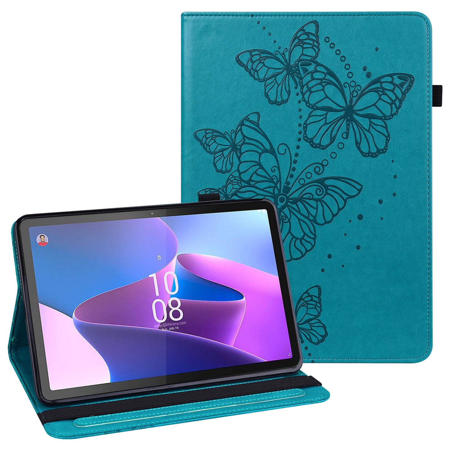 For Lenovo Tab P11 Pro Gen 2 PU Leather Tablet Stand Cover Butterfly Imprinted Card Holder Drop-proof Case