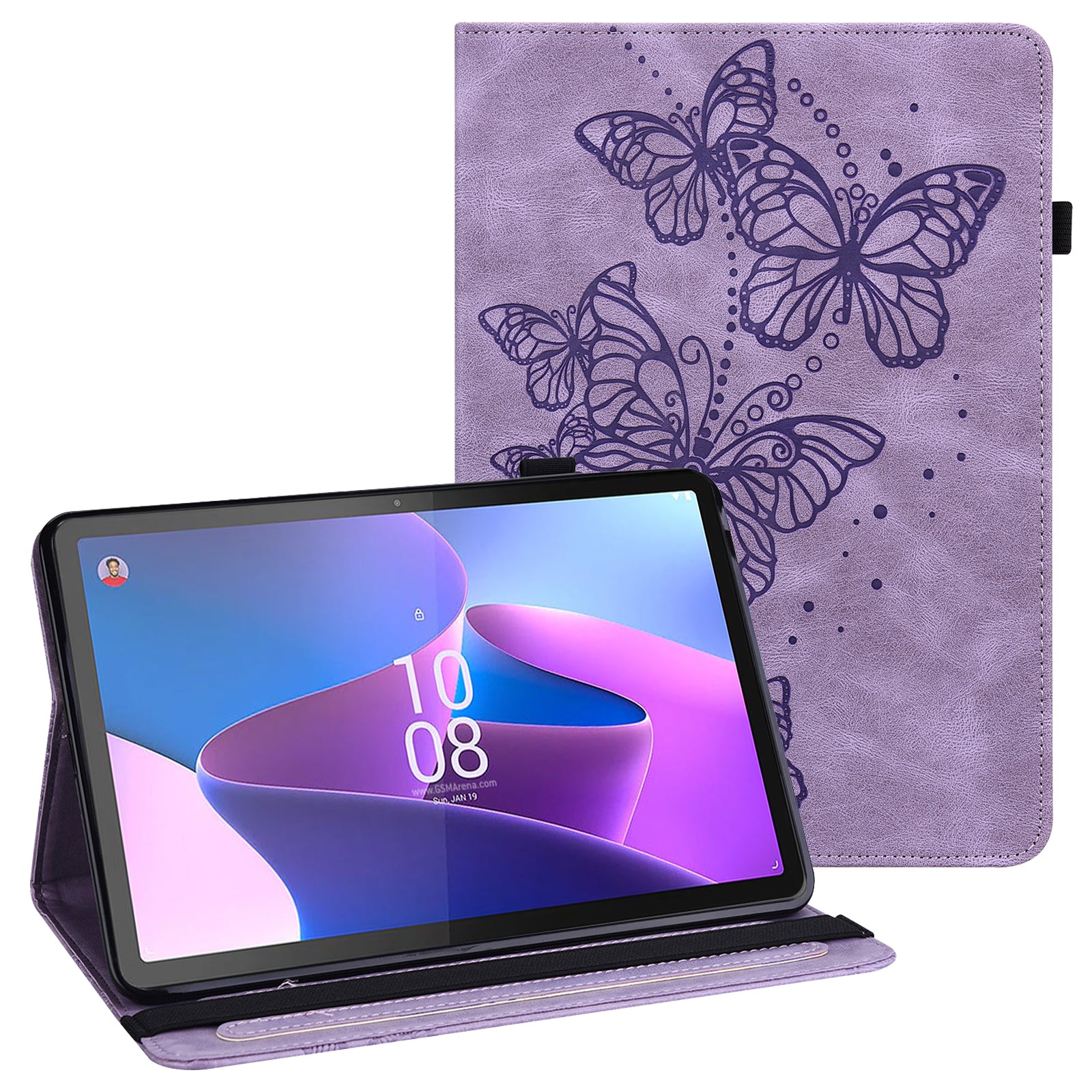 For Lenovo Tab P11 Pro Gen 2 PU Leather Tablet Stand Cover Butterfly Imprinted Card Holder Drop-proof Case