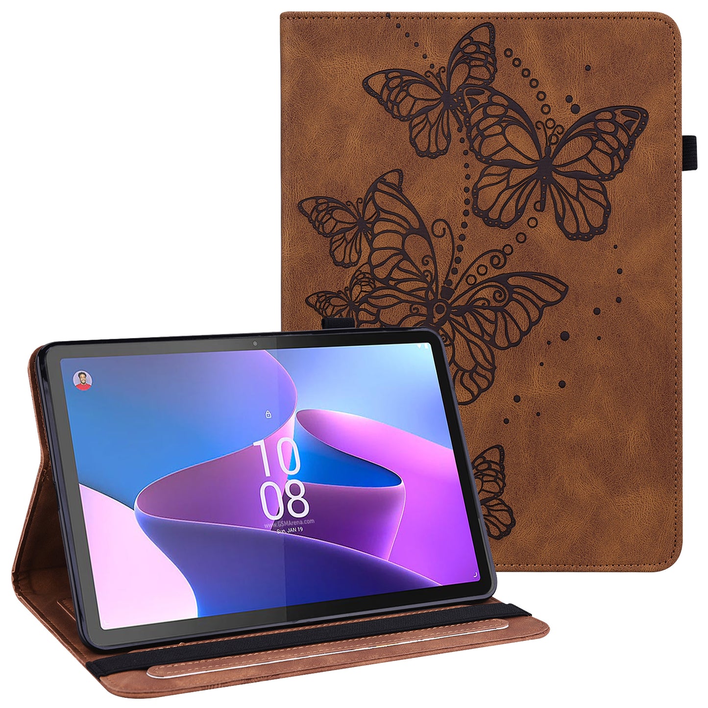 For Lenovo Tab P11 Pro Gen 2 PU Leather Tablet Stand Cover Butterfly Imprinted Card Holder Drop-proof Case