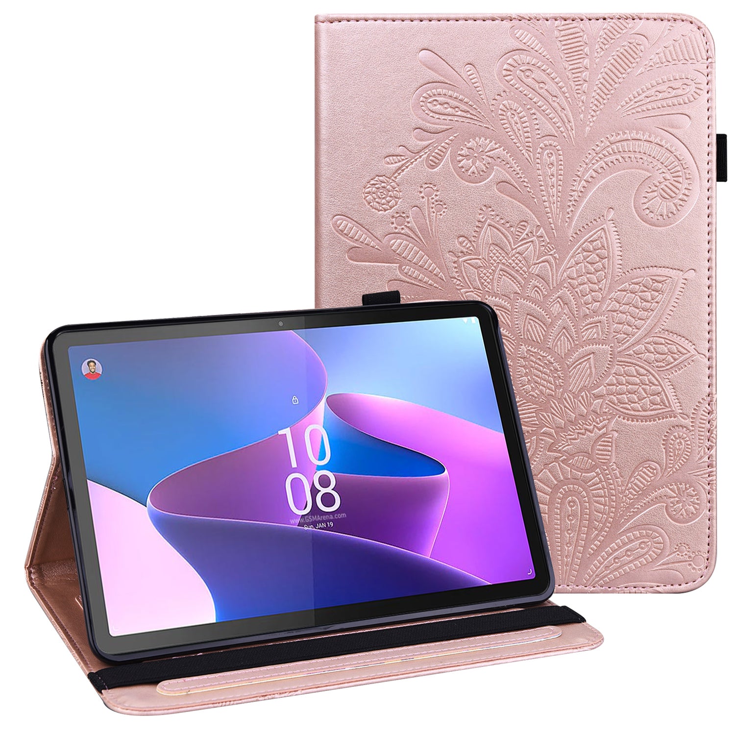 For Lenovo Tab P11 Pro Gen 2 Flower Imprinting PU Leather Tablet Case Drop-proof Wallet Stand Cover