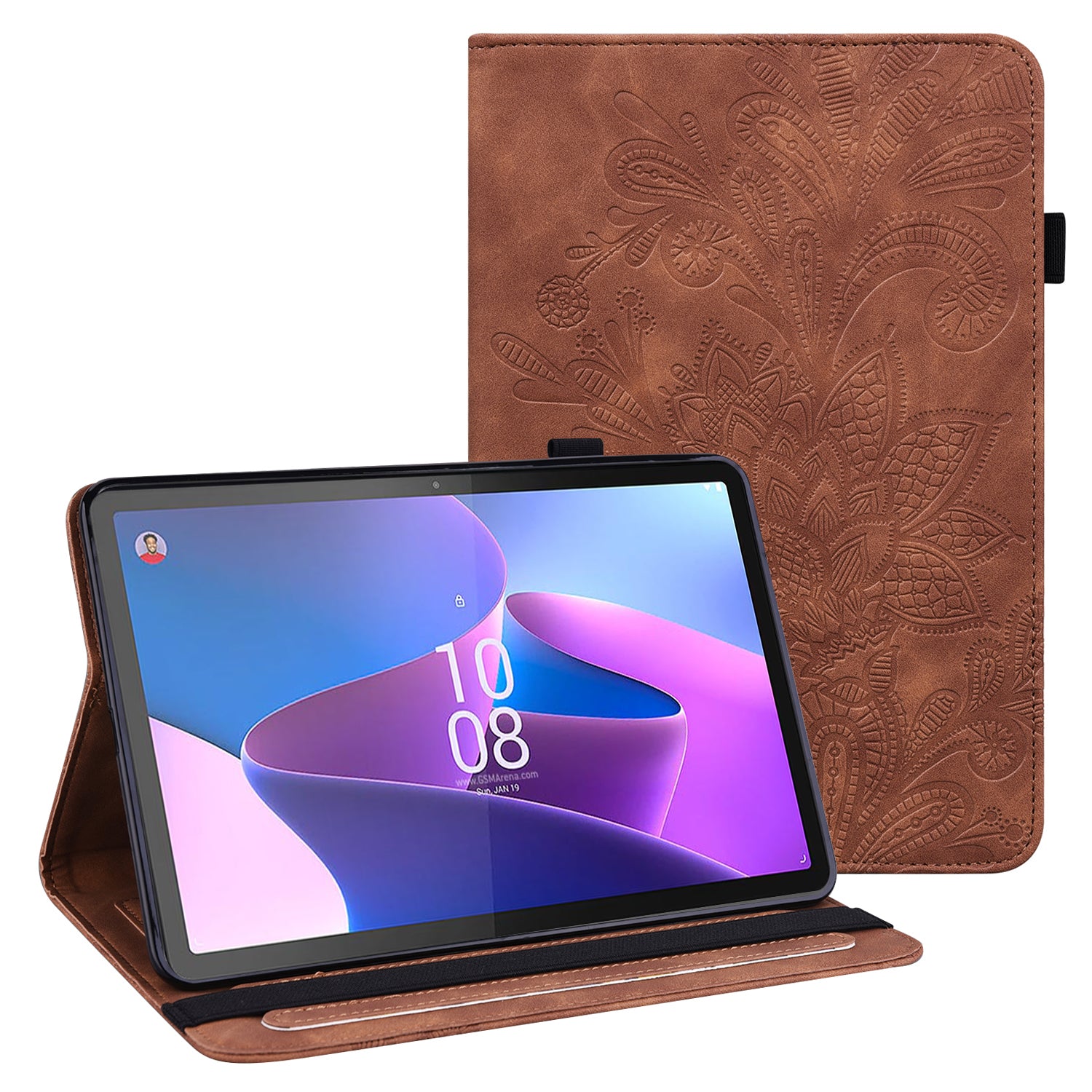 For Lenovo Tab P11 Gen 2 Flower Imprinting Drop-proof Tablet Cover PU Leather Wallet Case with Stand