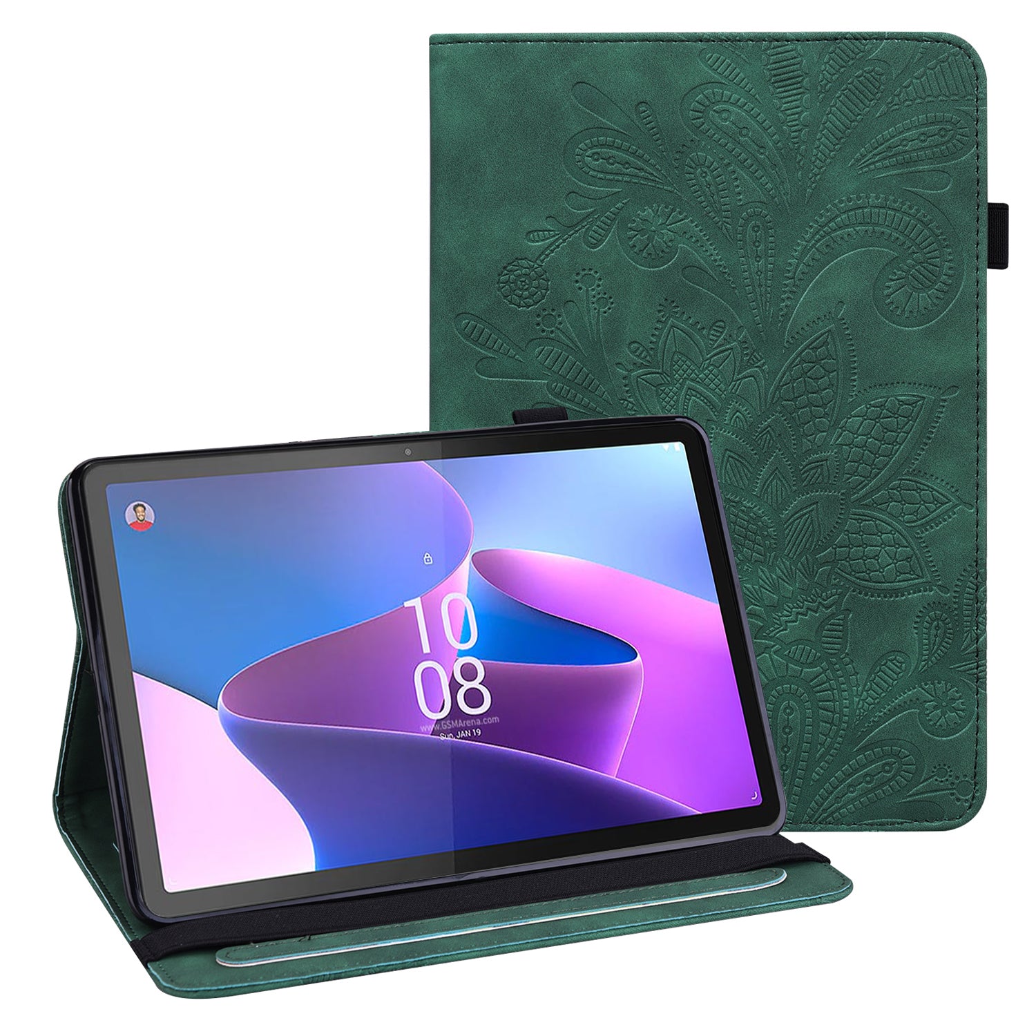 For Lenovo Tab P11 Gen 2 Flower Imprinting Drop-proof Tablet Cover PU Leather Wallet Case with Stand