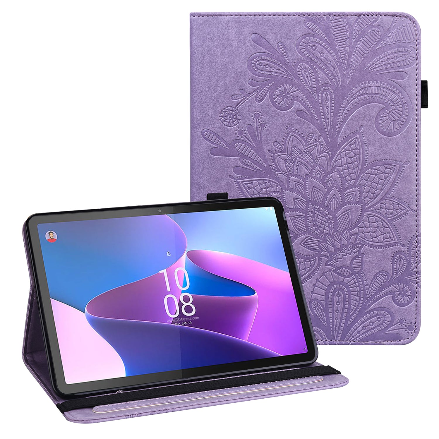 For Lenovo Tab P11 Gen 2 Flower Imprinting Drop-proof Tablet Cover PU Leather Wallet Case with Stand