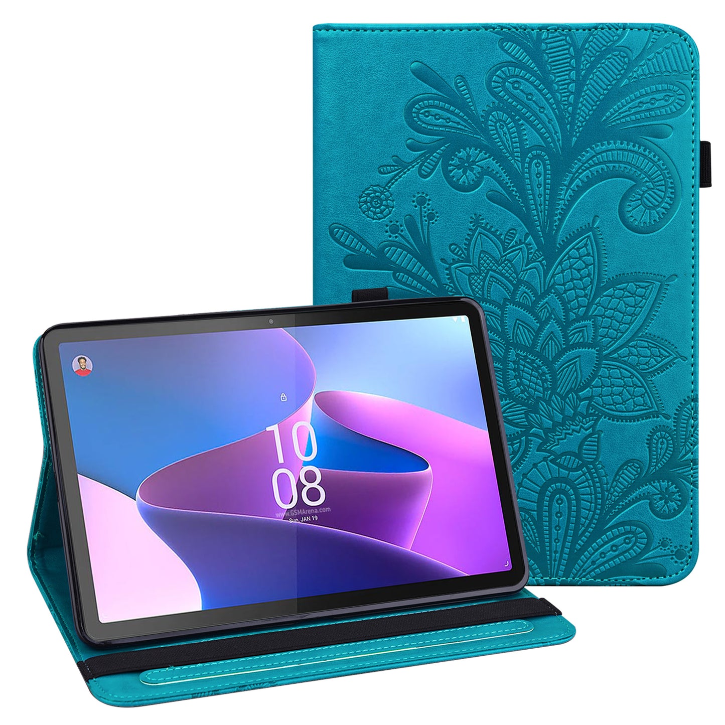 For Lenovo Tab P11 Gen 2 Flower Imprinting Drop-proof Tablet Cover PU Leather Wallet Case with Stand