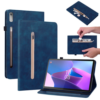 For Lenovo Tab P11 Pro Gen 2 PU Leather Case Elastic Band Closure Tablet Cover with Zipper Pocket