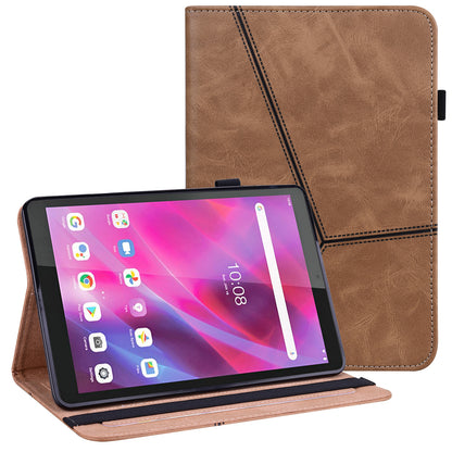 For Lenovo Tab M8 Gen 4 Line Imprinted Leather Drop-proof Tablet Cover Stand with Card Slots