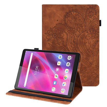 For Lenovo Tab M8 Gen 4 Flower Imprinting Tablet Protective Shell PU Leather Anti-drop Stand Case with Card Slots