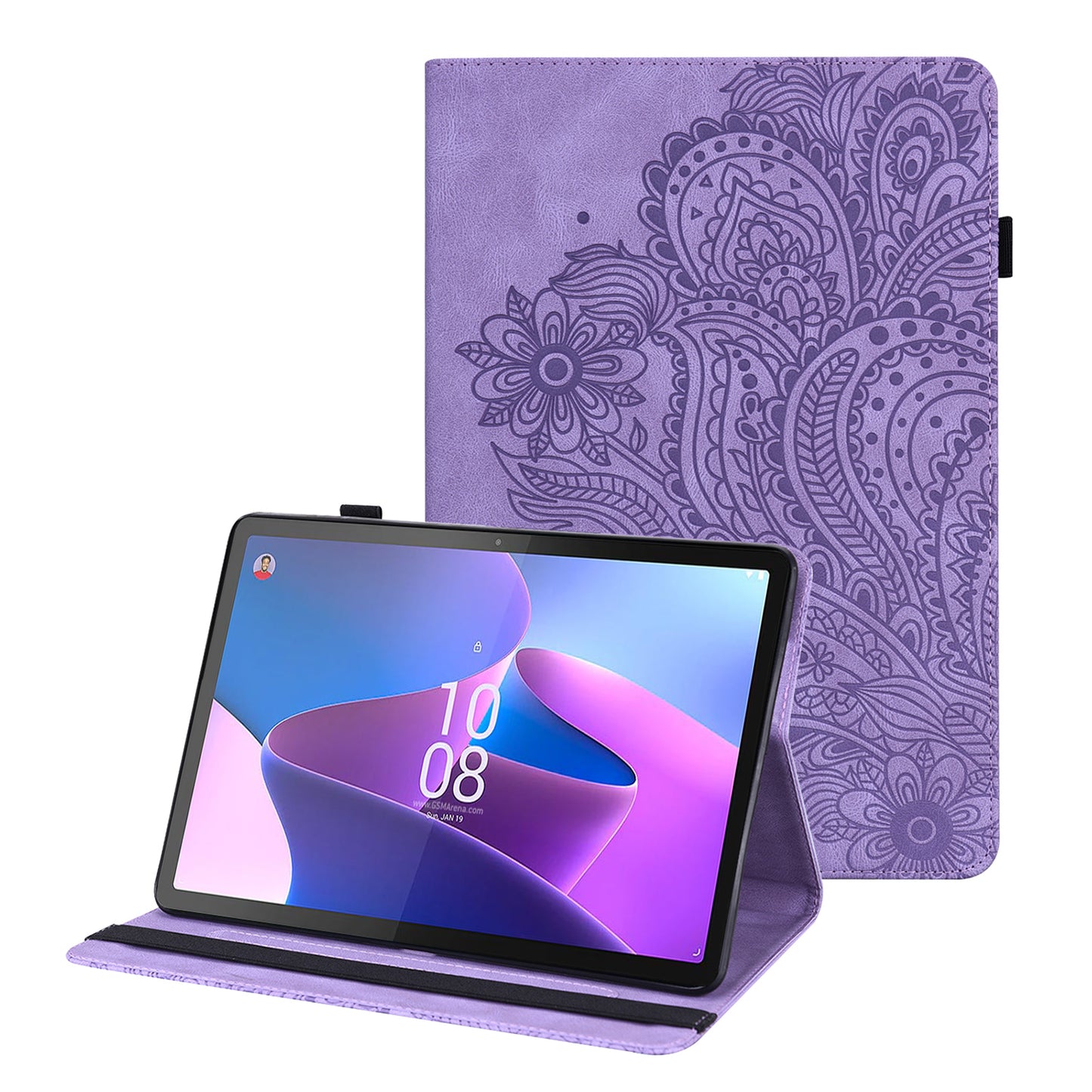 For Lenovo Tab P11 Pro Gen 2 PU Leather Stand Drop-proof Case Flower Imprinting Card Holder Tablet Cover