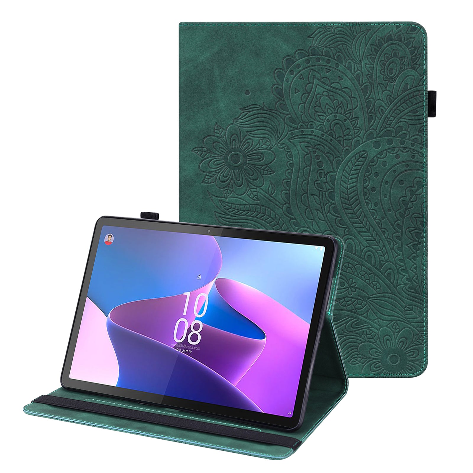 For Lenovo Tab P11 Pro Gen 2 PU Leather Stand Drop-proof Case Flower Imprinting Card Holder Tablet Cover