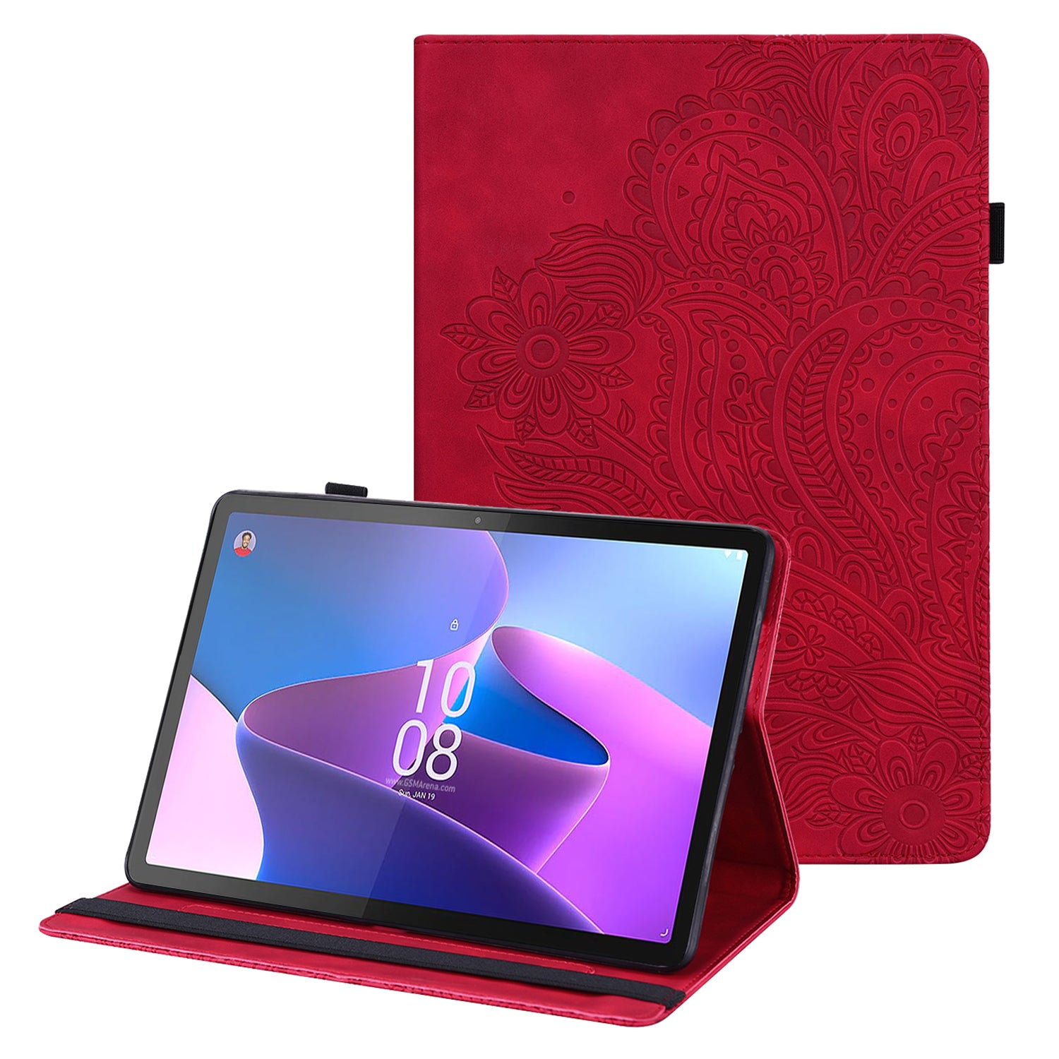 For Lenovo Tab P11 Pro Gen 2 PU Leather Stand Drop-proof Case Flower Imprinting Card Holder Tablet Cover