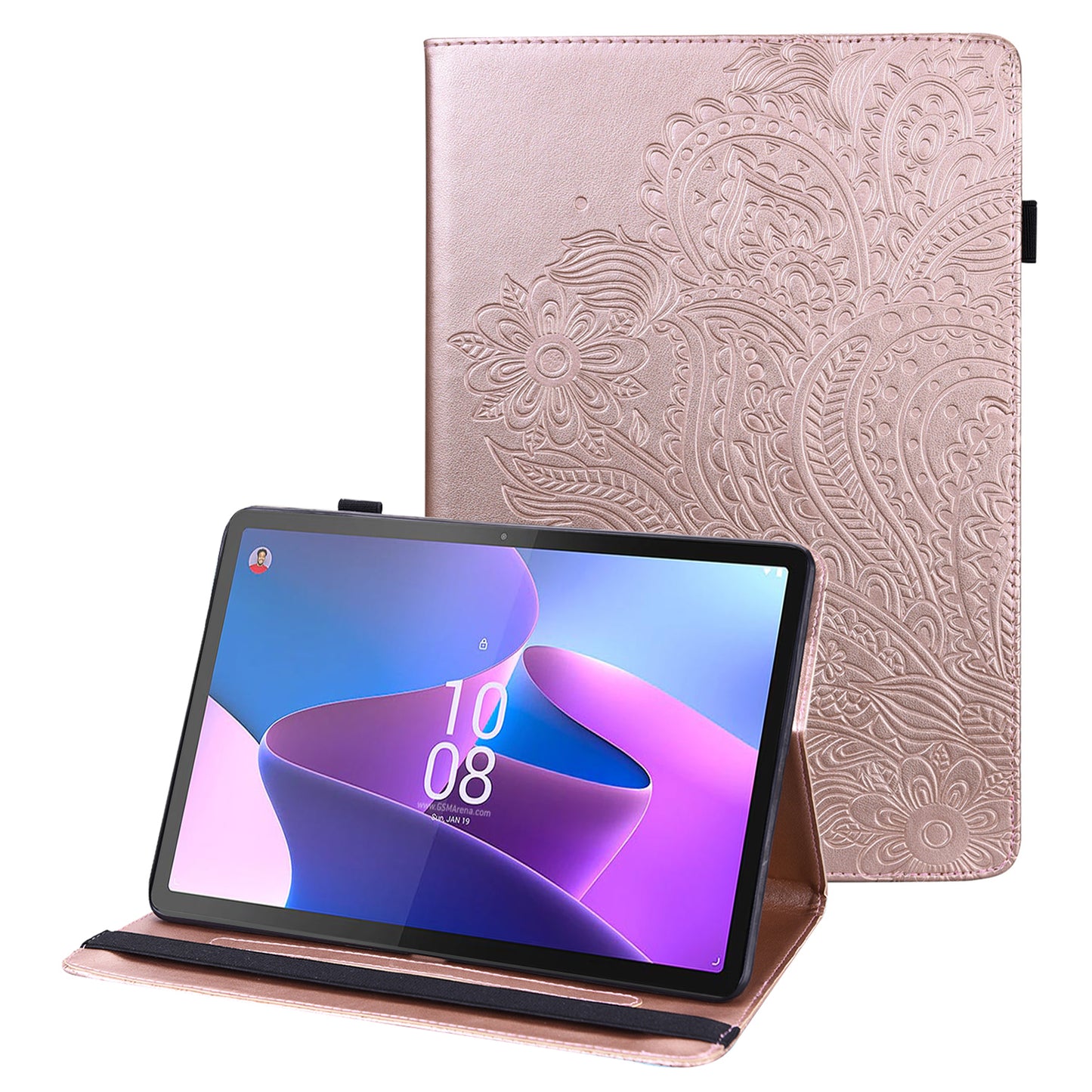 For Lenovo Tab P11 Pro Gen 2 PU Leather Stand Drop-proof Case Flower Imprinting Card Holder Tablet Cover