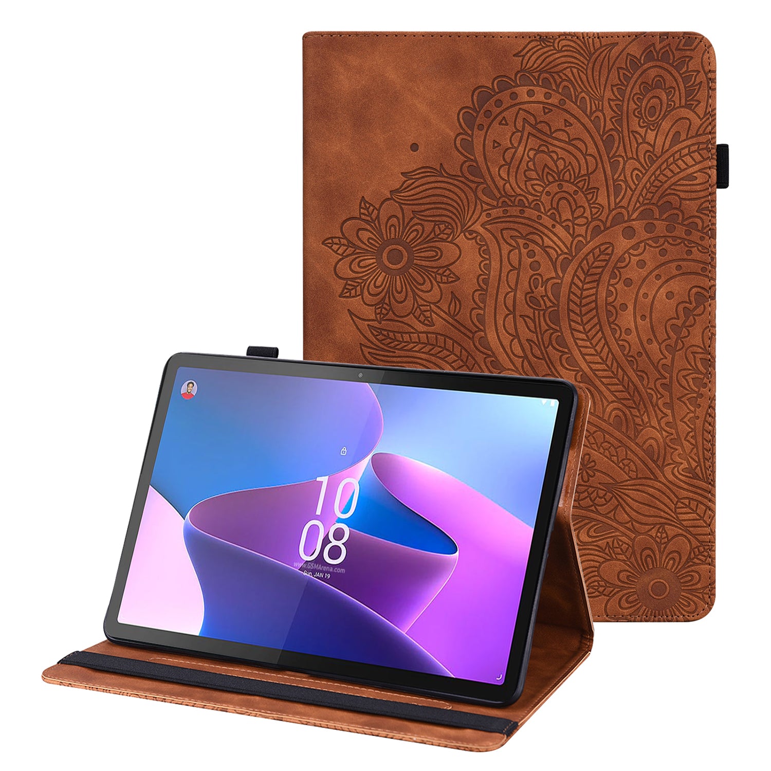 For Lenovo Tab P11 Pro Gen 2 PU Leather Stand Drop-proof Case Flower Imprinting Card Holder Tablet Cover