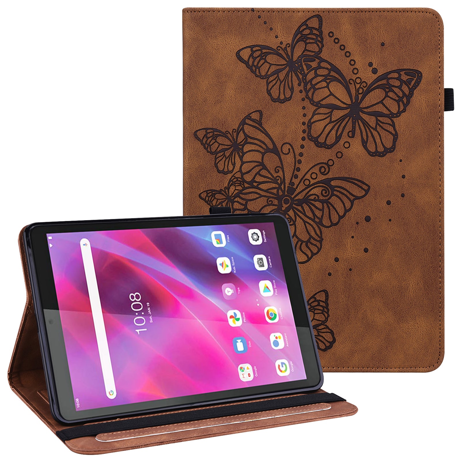 For Lenovo Tab M8 Gen 4 Tablet Leather Case Butterfly Imprinted Card Holder Stand Tablet Cover