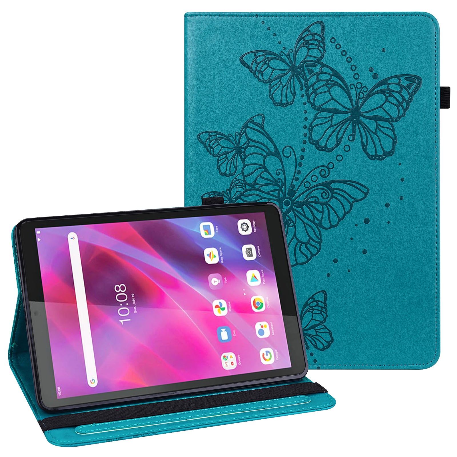 For Lenovo Tab M8 Gen 4 Tablet Leather Case Butterfly Imprinted Card Holder Stand Tablet Cover