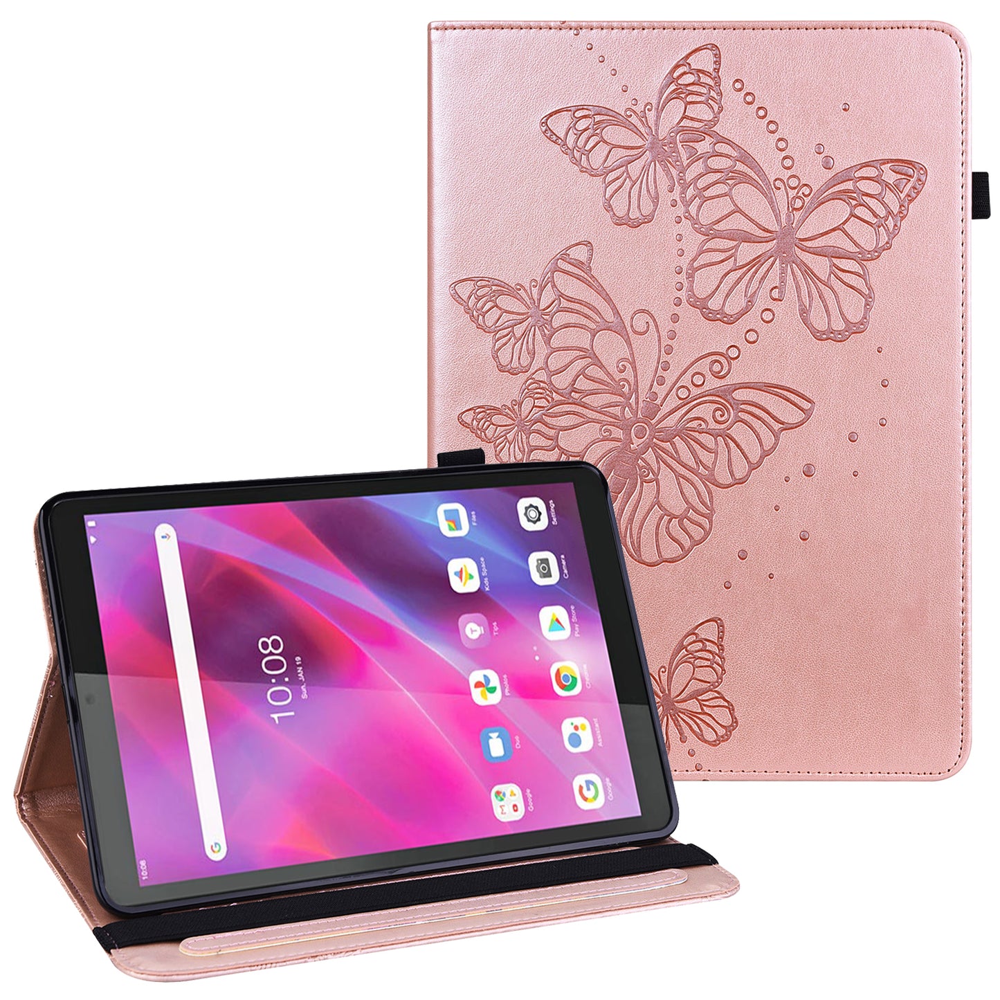 For Lenovo Tab M8 Gen 4 Tablet Leather Case Butterfly Imprinted Card Holder Stand Tablet Cover