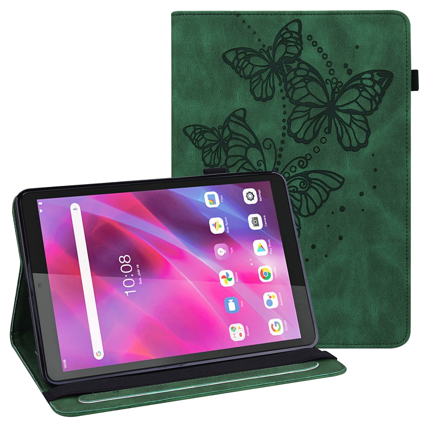 For Lenovo Tab M8 Gen 4 Tablet Leather Case Butterfly Imprinted Card Holder Stand Tablet Cover