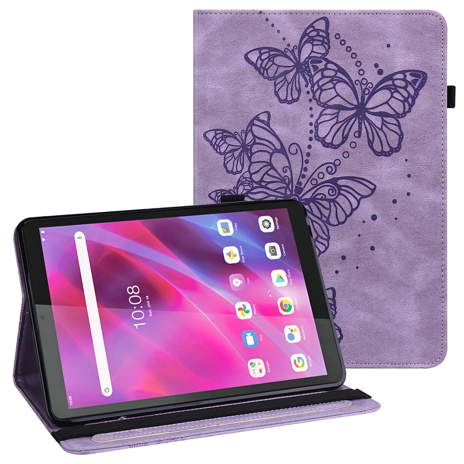 For Lenovo Tab M8 Gen 4 Tablet Leather Case Butterfly Imprinted Card Holder Stand Tablet Cover