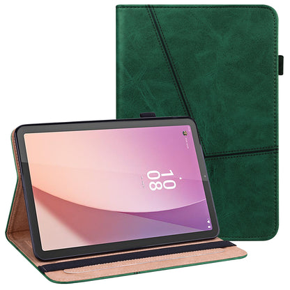 Flip Book Stand Cover for Lenovo Tab M9 , PU Leather Line Imprinted Tablet Case with Card Slots