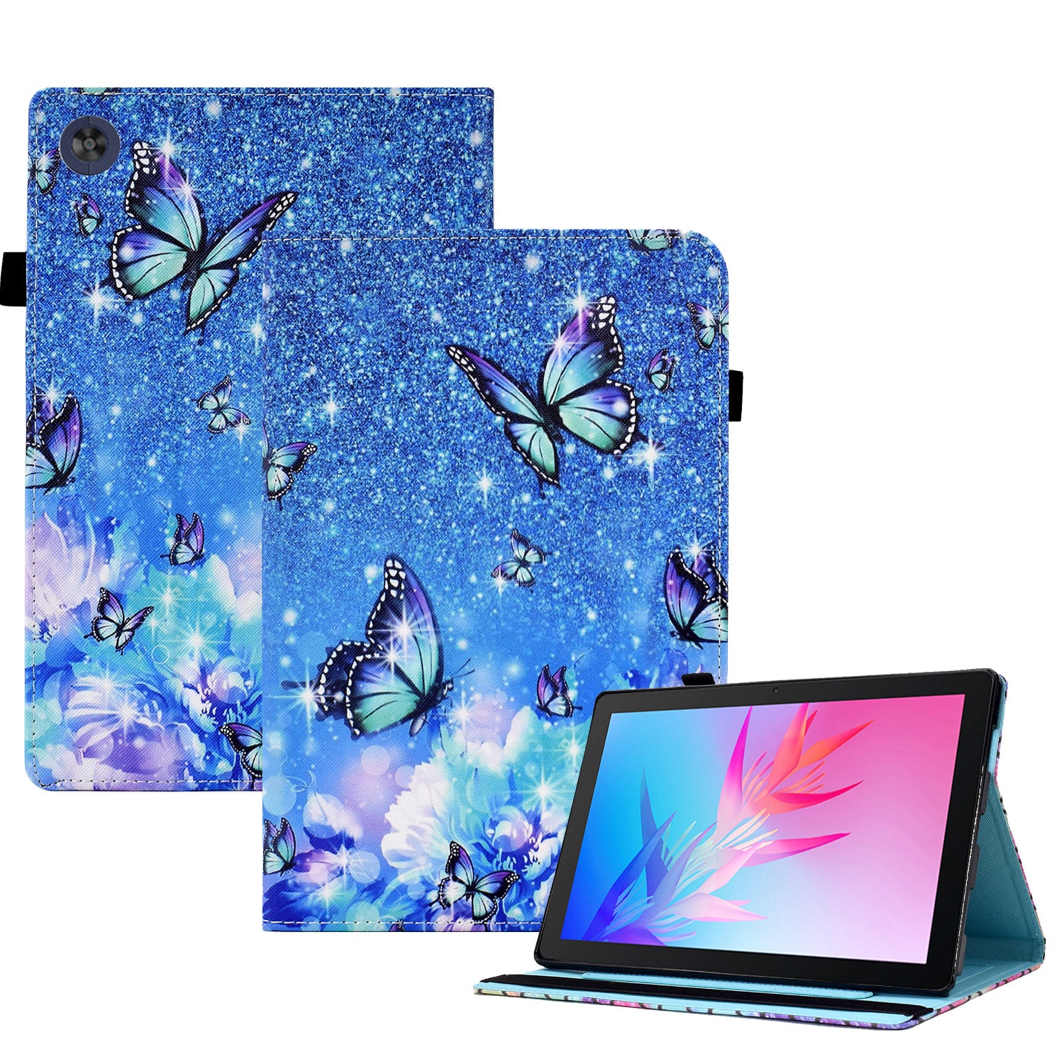 Pattern Printing Tablet Stand Case for Huawei MatePad T 10S 10.1 inch / MatePad T 10 9.7 inch Anti-drop Cover with Elastic Band