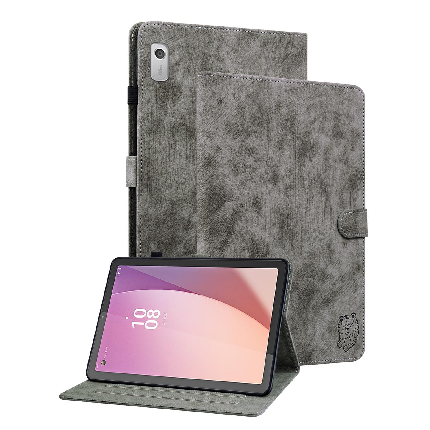 PU Leather Case for Lenovo Tab M9 Cute Tiger Pattern Tablet Protective Sleeve with Stand / Card Holder