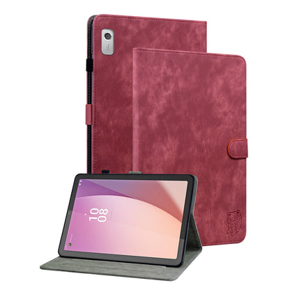 PU Leather Case for Lenovo Tab M9 Cute Tiger Pattern Tablet Protective Sleeve with Stand / Card Holder