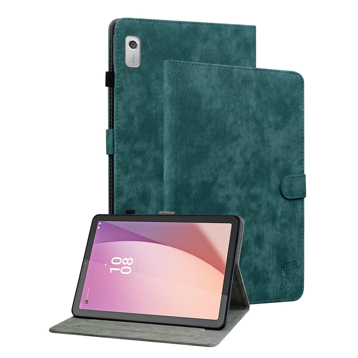 PU Leather Case for Lenovo Tab M9 Cute Tiger Pattern Tablet Protective Sleeve with Stand / Card Holder