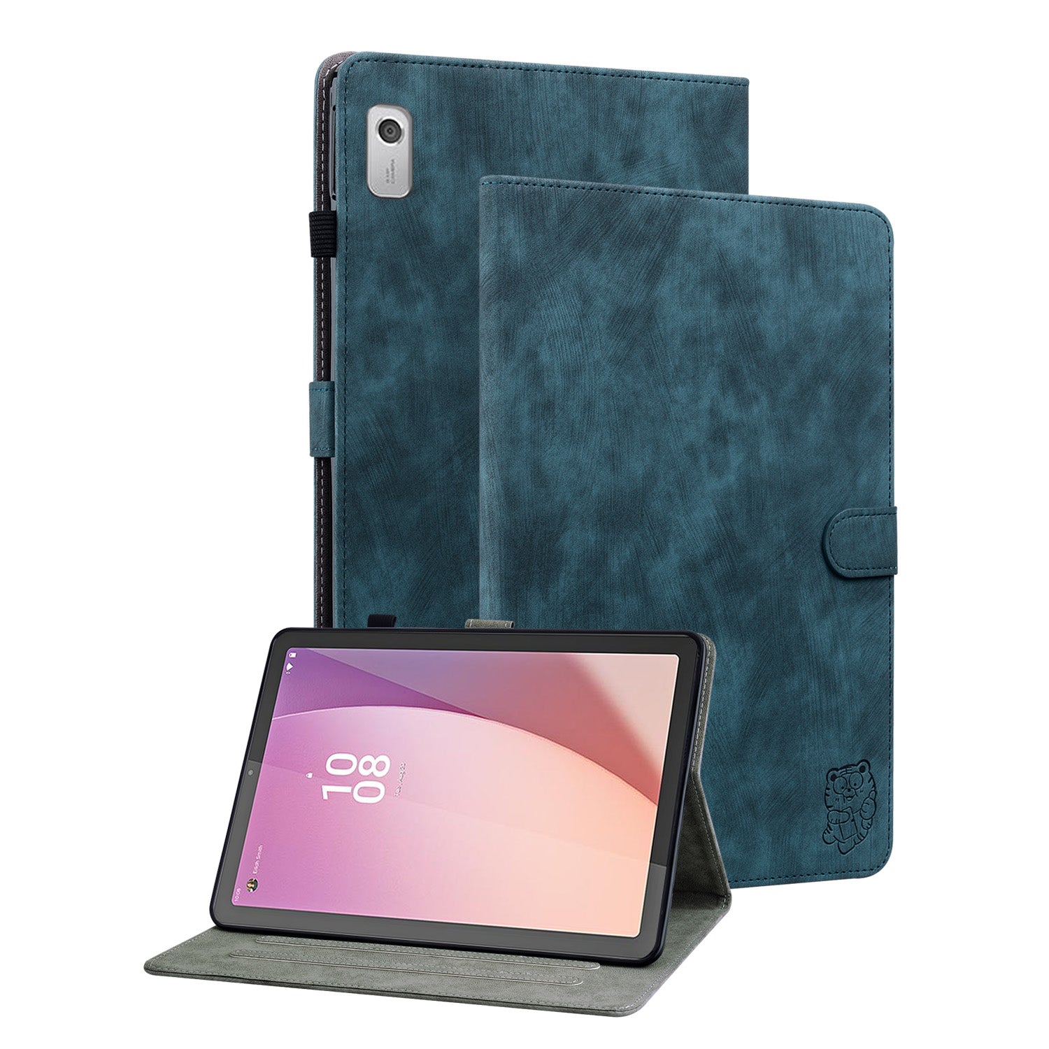 PU Leather Case for Lenovo Tab M9 Cute Tiger Pattern Tablet Protective Sleeve with Stand / Card Holder