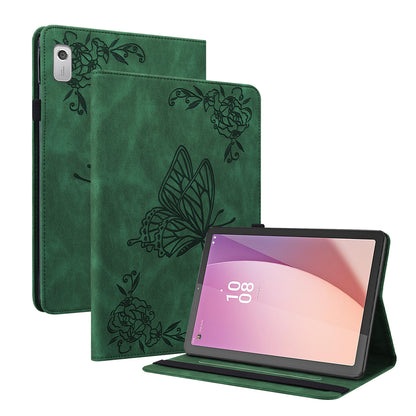 For Lenovo Tab M9 Imprinted Butterfly Flower PU Leather Card Holder Stand Tablet Case with Pen Loop