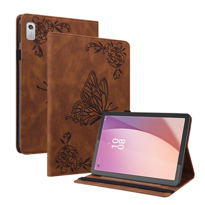 For Lenovo Tab M9 Imprinted Butterfly Flower PU Leather Card Holder Stand Tablet Case with Pen Loop