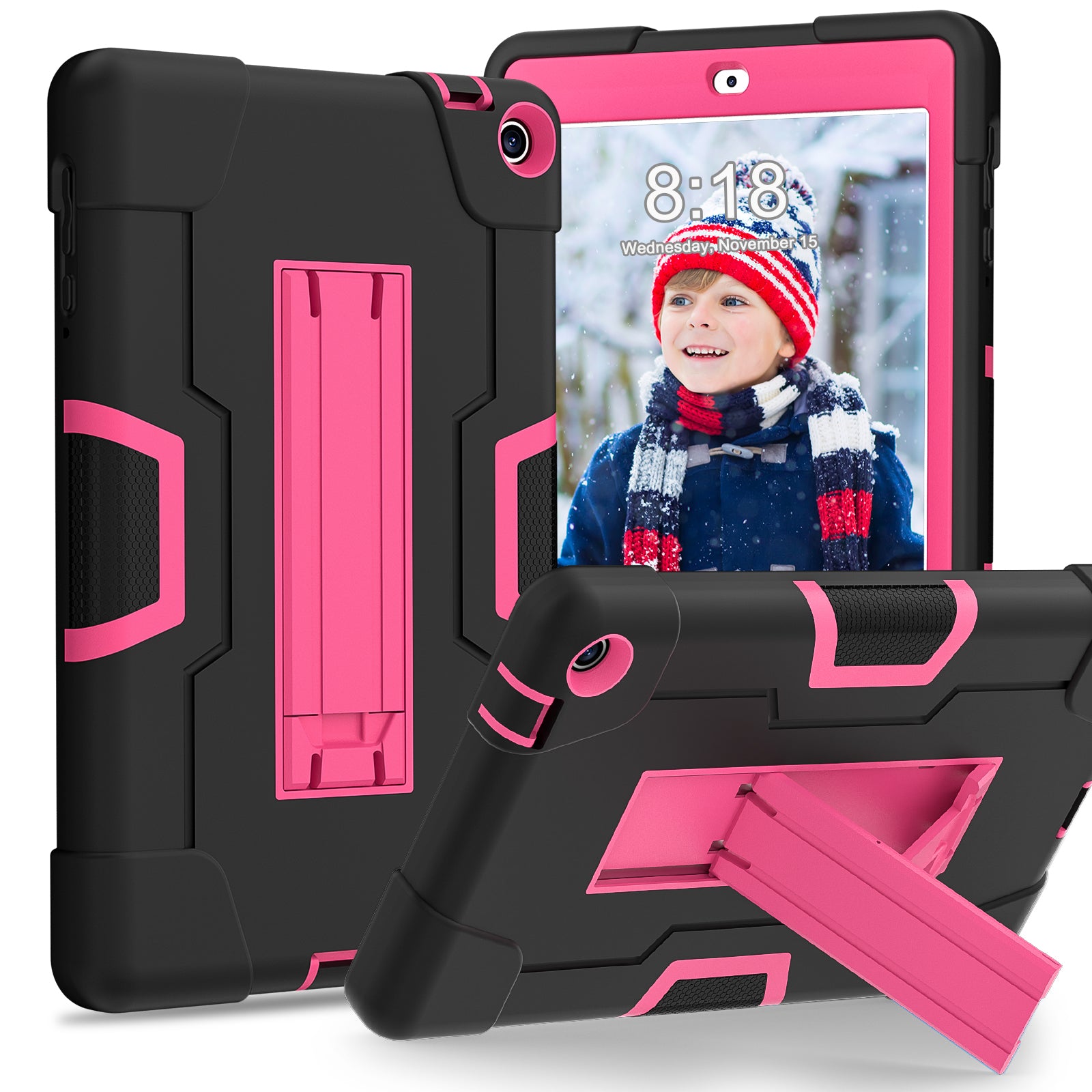 For Walmart Onn 8 inch Gen 3 2022 (Model: 100071483) Kickstand Tablet Case Robot Style Silicone + PC Color Contrast Protective Cover