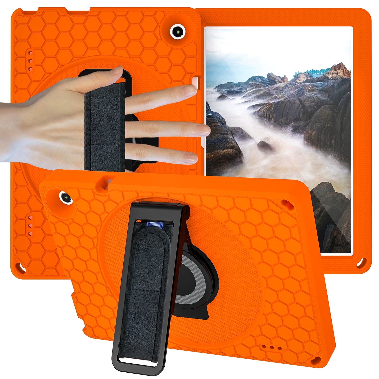 For Walmart Onn 10.1&quot; (2022) Tablet Case Hand Strap Rotary Kickstand EVA+PC Tablet Cover with Shoulder Strap