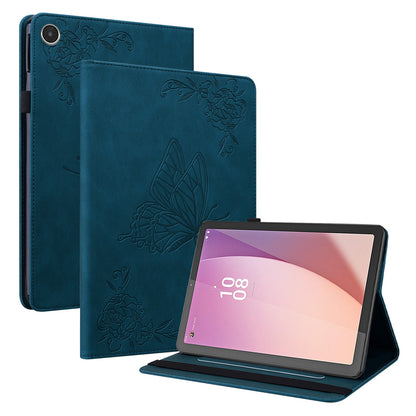 For Lenovo Tab M8 Gen 4 Stand Leather Tablet Case Imprinted Butterfly Flower Card Holder Tablet Cover