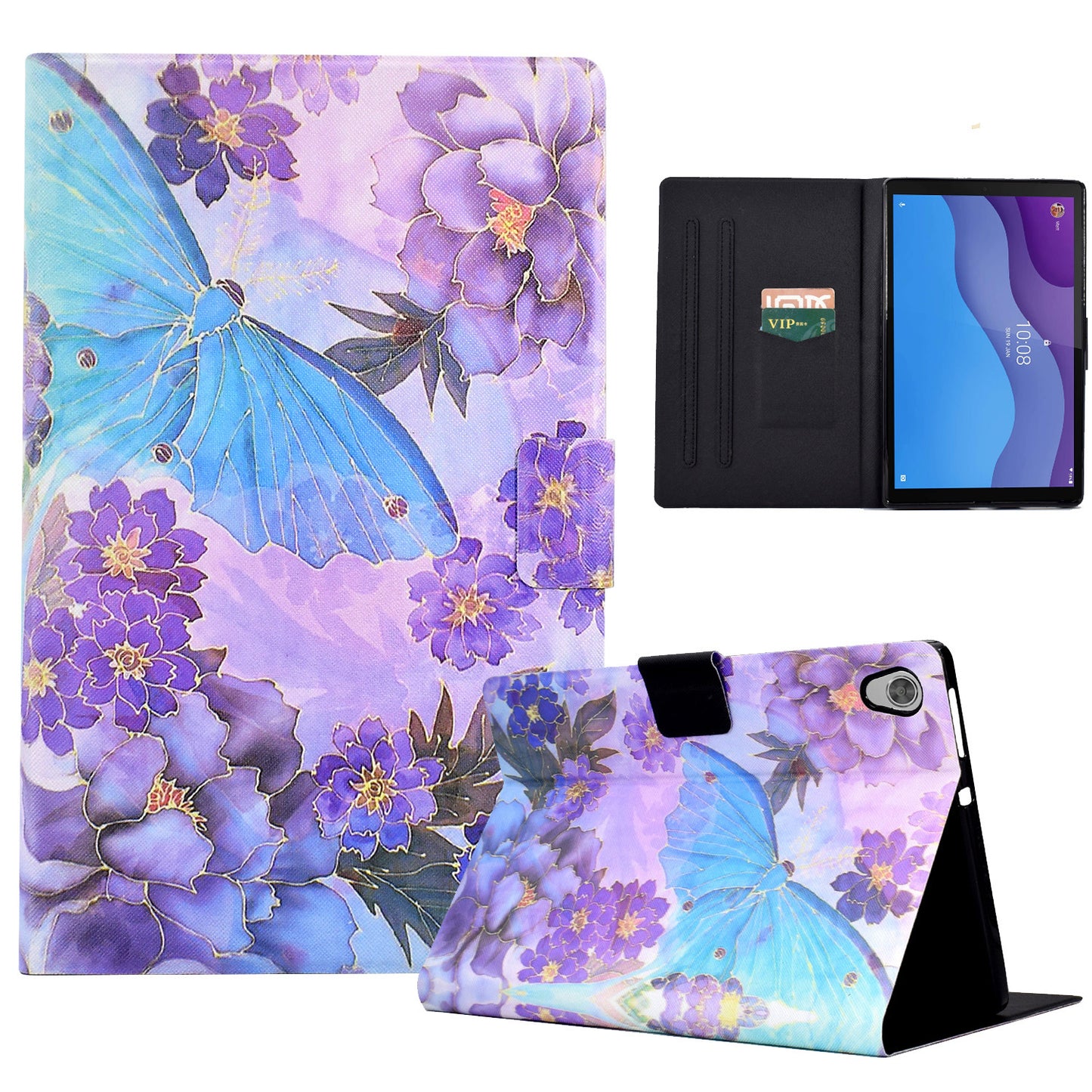 Shockproof Case for Lenovo Tab M10 HD Gen 2 (X306X) PU Leather Cover Pattern Printed Tablet Case with Stand  /  Card Slots