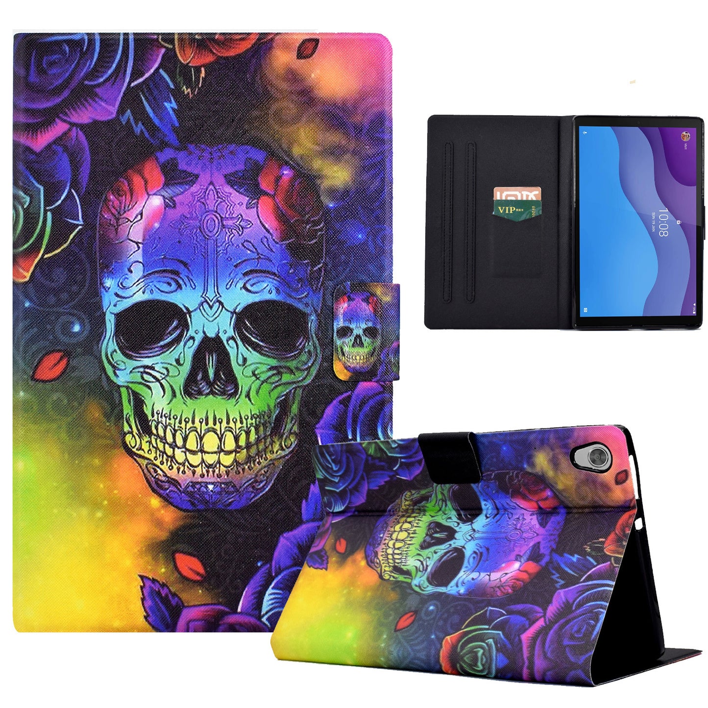 Shockproof Case for Lenovo Tab M10 HD Gen 2 (X306X) PU Leather Cover Pattern Printed Tablet Case with Stand  /  Card Slots