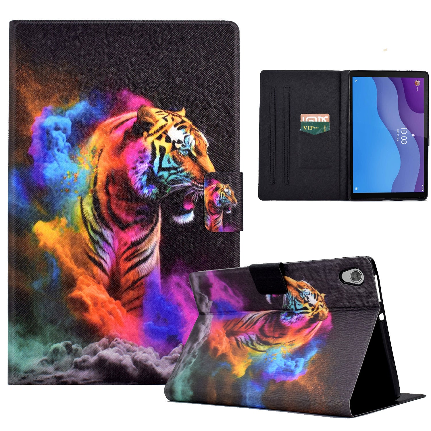 Shockproof Case for Lenovo Tab M10 HD Gen 2 (X306X) PU Leather Cover Pattern Printed Tablet Case with Stand  /  Card Slots