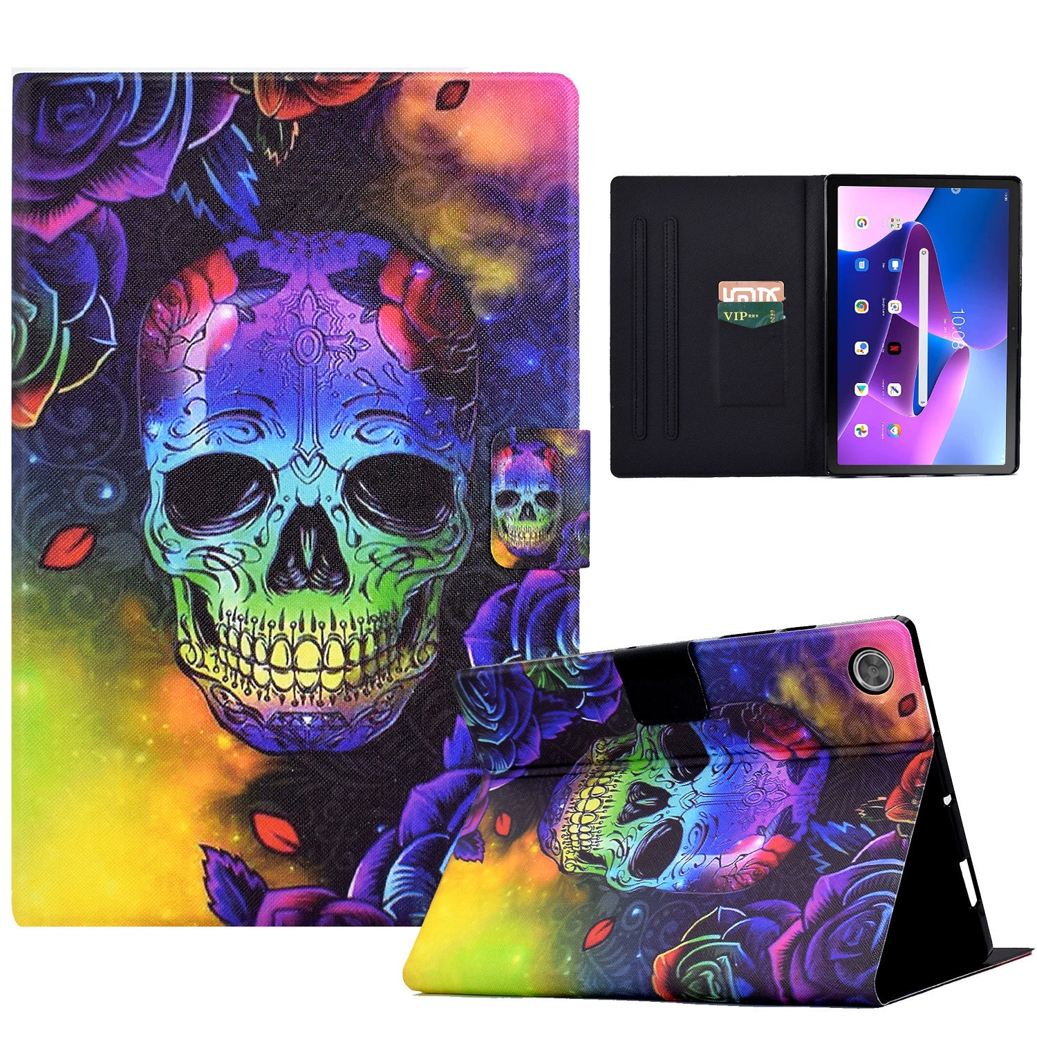 For Lenovo Tab M10 Plus (3rd Gen) / Xiaoxin Pad 2022 10.6 inch Card Slot Tablet Case PU Leather Pattern Printed Stand Cover