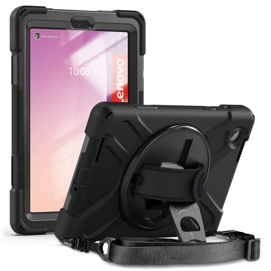 For Lenovo Tab M8 Gen 4 Shockproof Case Kickstand Tablet Case PC+Silicone Cover with Hand Strap  /  Shoulder Strap