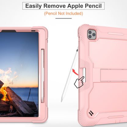 Kickstand Tablet Case for iPad Pro 12.9 (2018) / (2020) / (2021) / (2022) , Silicone + PC Protective Cover with Pencil Holder